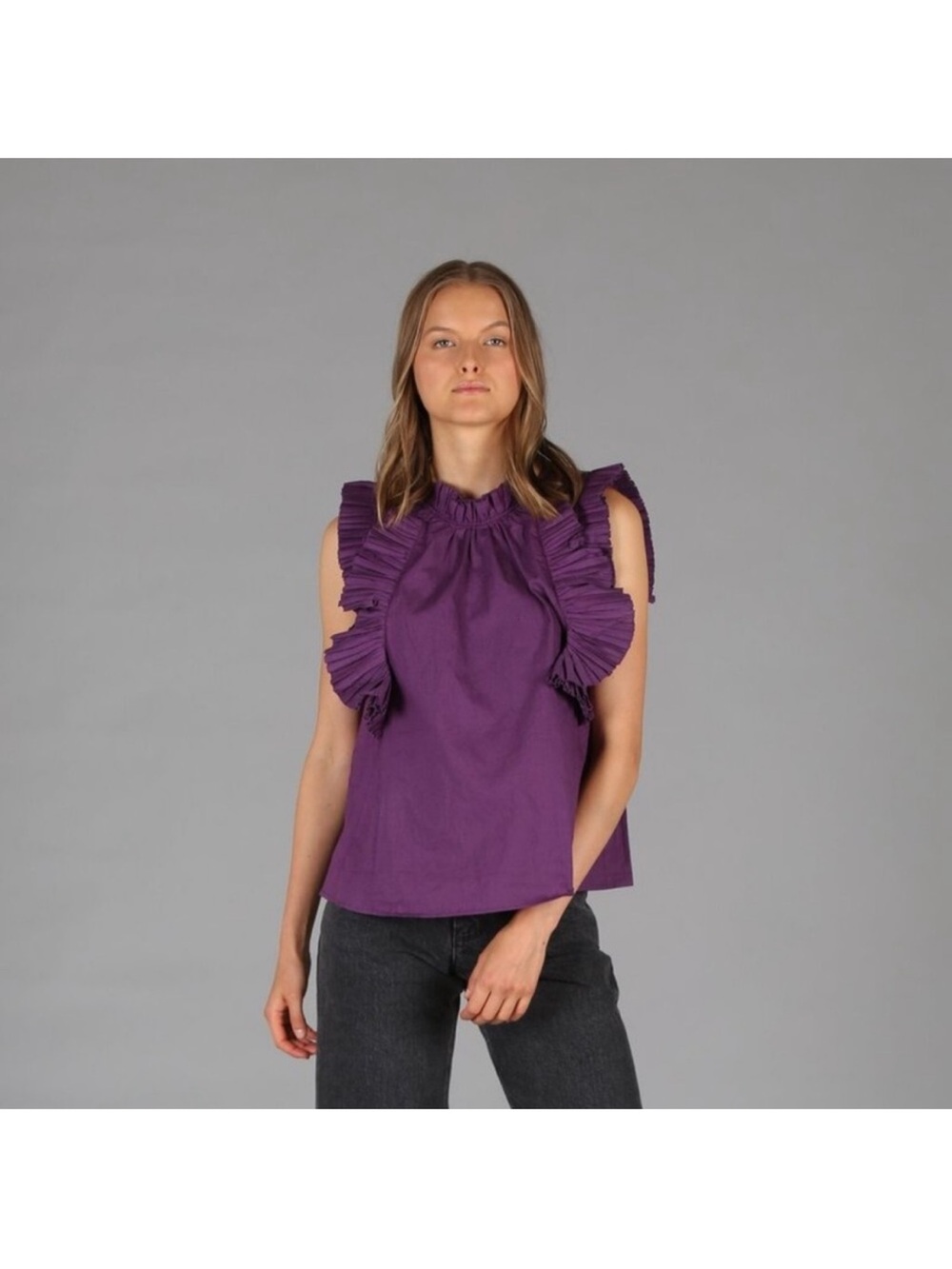Sea New York Tivoli Sleeveless Purple Ruffle Neck Women's Top 2